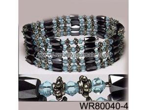 36inch Sky Blue Glass ,Alloy,Magnetic Wrap Bracelet Necklace All in One Set